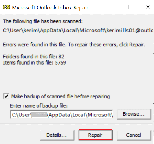 click on repair